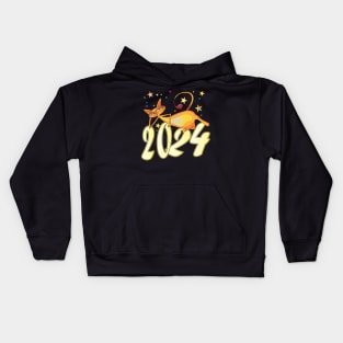 New Year 2024 Cat Kids Hoodie